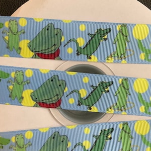 THE PLAYFUL CROCODILE 1” grosgrain ribbon! Choose 3 or 5 yards, adorable/dancing/silly Croc, perfect for all of your fun & unique projects !