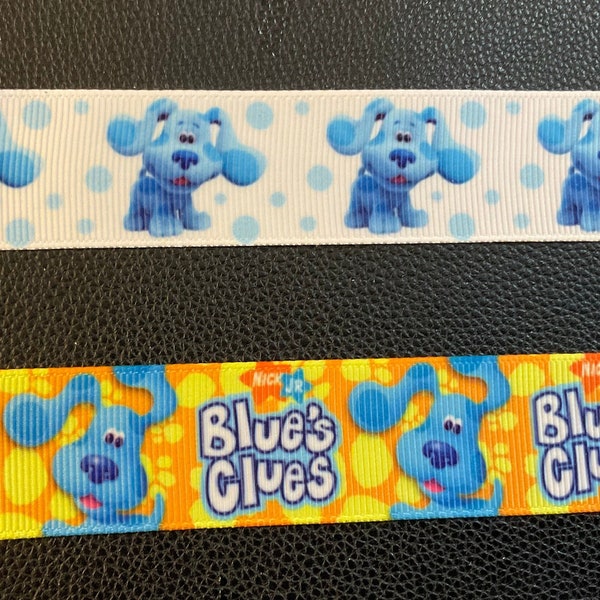 LIL’ BLUE DOG! 1” ribbon! Choose 3/5 yds., 90’s fave cartoon show, follow the clues, adorable pup, perfect for parties/hair/decor & gifts!