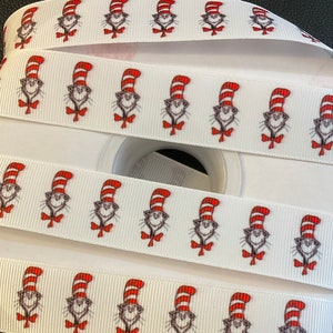 DIE KATZE im HUT Ripsband! 1 ”Band, wählen Sie 3/5 Yards, Buchband, geliebtes Charakterband & es ist ein verflixt gutes Geschenk!