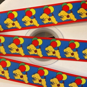 FILHOTE DE CACHORRO COM BALÕES! Fita de gorgorão de 5/8”, 7/8” ou 1”! 3/5 jardas, perfeito para enfeites/cabelos/decoração/presentes e todos os seus projetos!