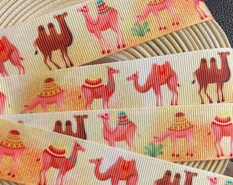 CAMELS, CAMELS, CAMELS!  1” grosgrain ribbon, choose 3/5 yds., perfect for embellishment/hair/decor/gifting & all your creative projects!