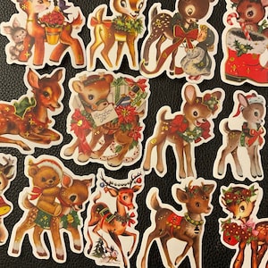 PICCOLE RENNE DI NATALE! 30 immagini vintage (15x2), adesivi di carta, perfetti per abbellire, creare biglietti, idee regalo e per tutti i tuoi progetti!