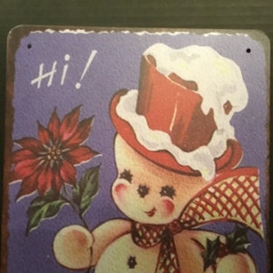 PUPAZZO DI NEVE IN STILE VINTAGE! Un cartello in latta 30x20 cm, decorazione natalizia per la casa, un pupazzo di neve allegro e un regalo davvero azzeccato!