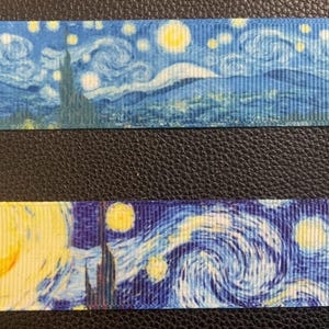Cinta de grosgrain de 2,5 cm "NOCHE ESTRELLADA" de Van Gogh. Dos estilos, 0,95 m, cinta ART, ideal para todos tus proyectos.