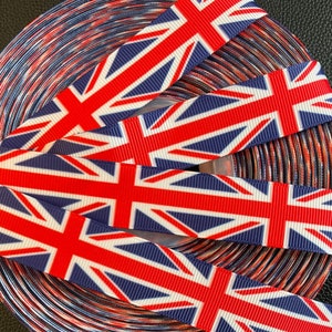 DE ENGELSE VLAG!  7/8&quot; grosgrain lint, kies 3/5 yds., ruik de rozen en perfect voor versiering/haar/decor/cadeaus en alle projecten!
