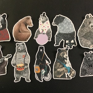 BEARS, BEARS, BEARS! 20 glorious bear stickers, bears here, bears there, bears everywhere and a bear on a bike & they make a darn good gift!