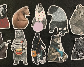 BEARS, BEARS, BEARS! 20 glorious bear stickers, bears here, bears there, bears everywhere and a bear on a bike & they make a darn good gift!