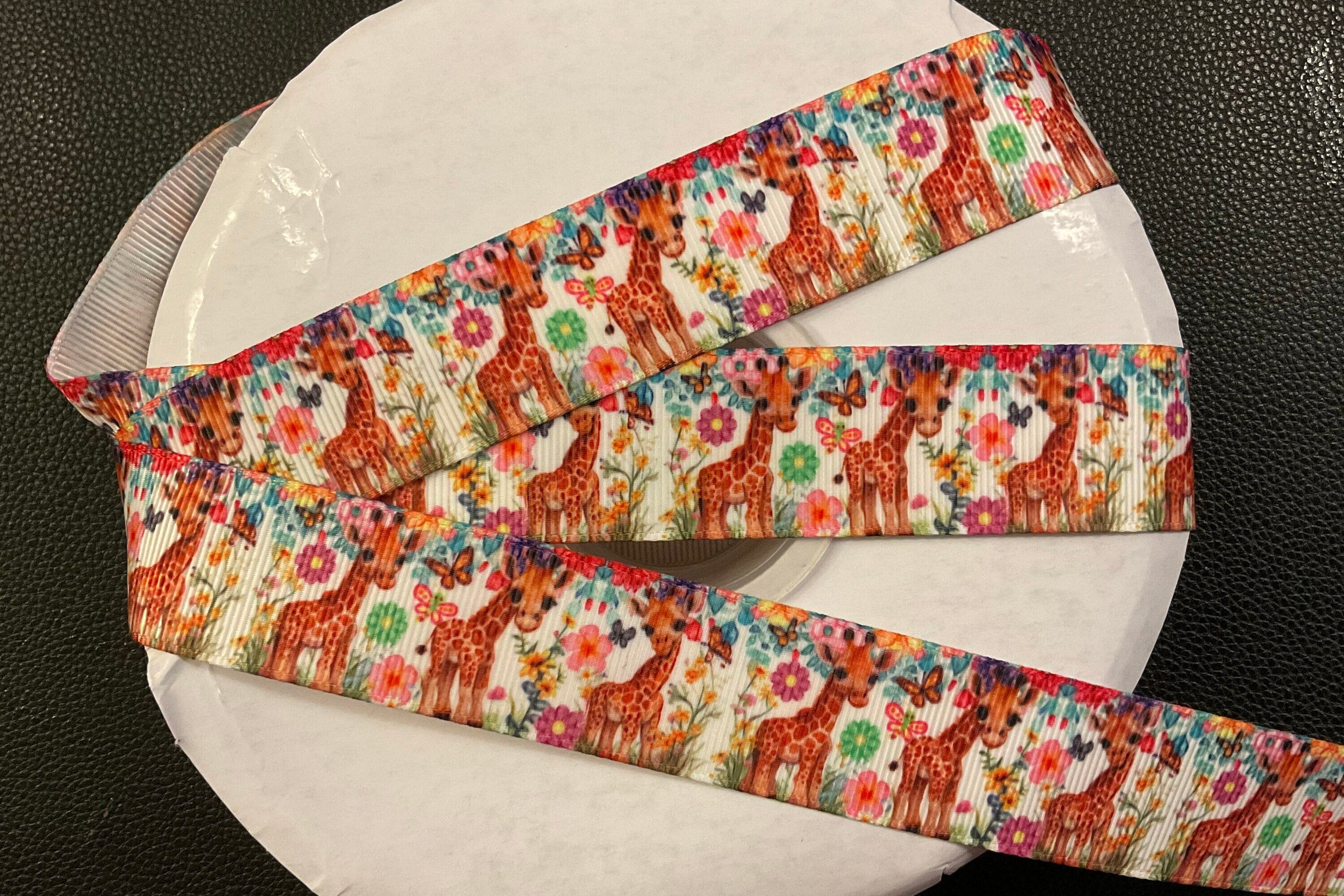Gitaffe Ribbon ITTY BITTY GIRAFFES! 1” Grosgrain Ribbon, Choose 3 or 5 Yds., Giraffe ...