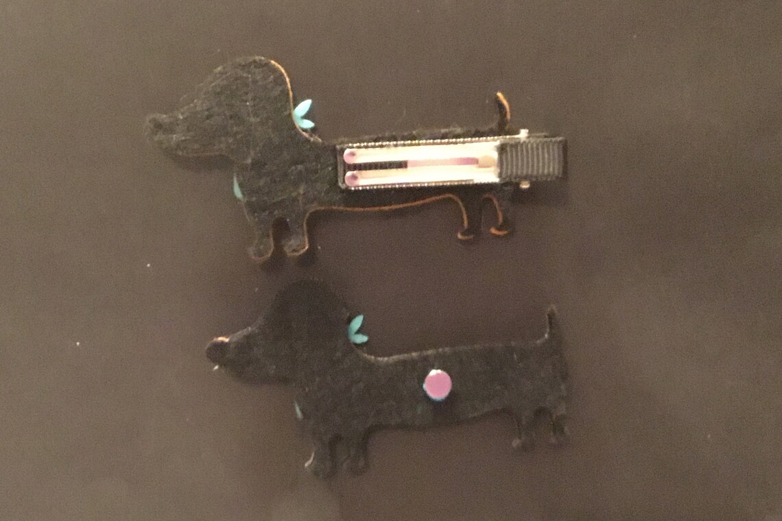 DASCHUNDS Oversized Barrettes Dog Hair Barrettes Appliqué Etsy