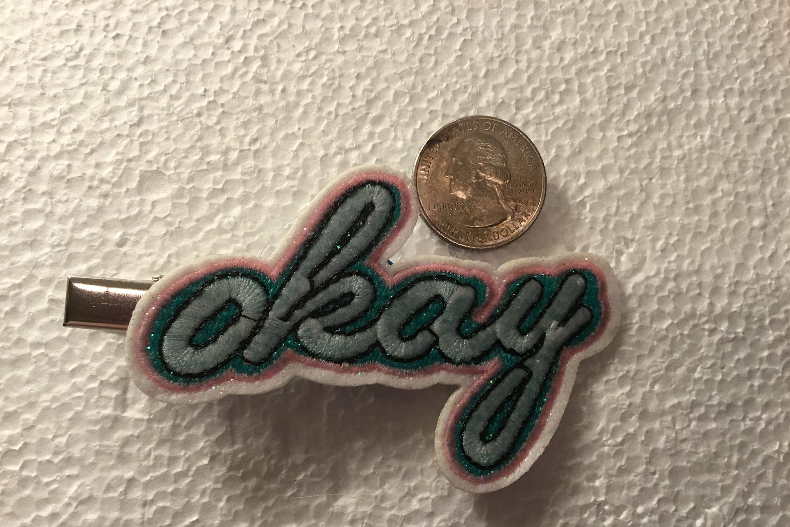 OKAY barrette okay word patch barrette/hair clip embroidered Etsy