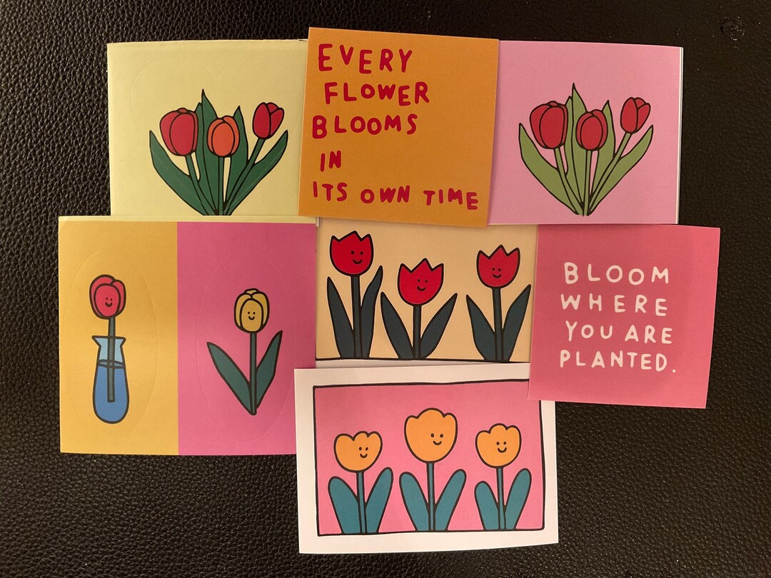TULIP STICKERS! 14 Delightful Tulip Stickers, Tiptoe Through the Tulips ...