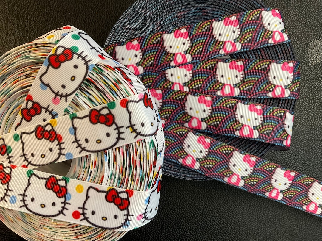 LITTLE KITTY! 1” Grosgrain Ribbon, 2 Colors, Choose 3/5 Yds., Perfect ...
