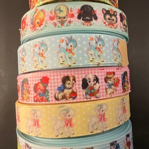 VINTAGE style BABY ANIMALS! 1” grosgrain, 3 or 5 yds., sweetest baby animals, perfect for embellishment/hair/decor/gifting & all projects!
