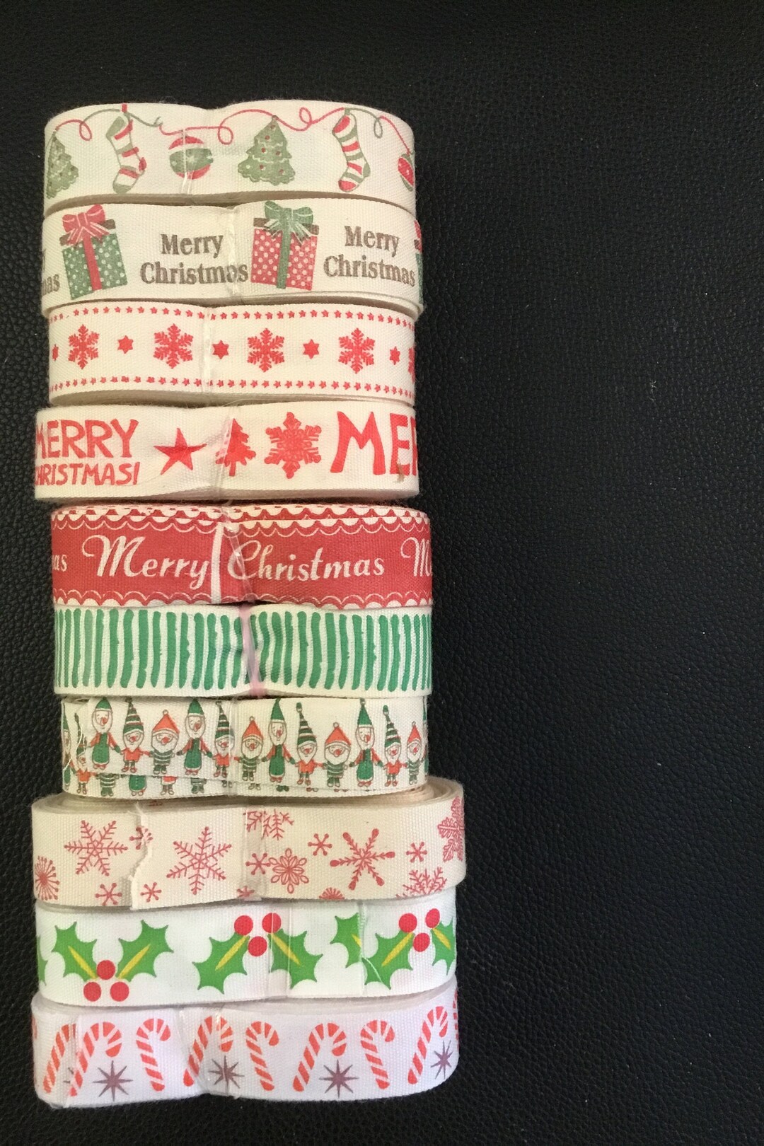 CHRISTMAS RIBBON! 5 Yards of 5/8” Cloth Christmas Ribbon, Various ...
