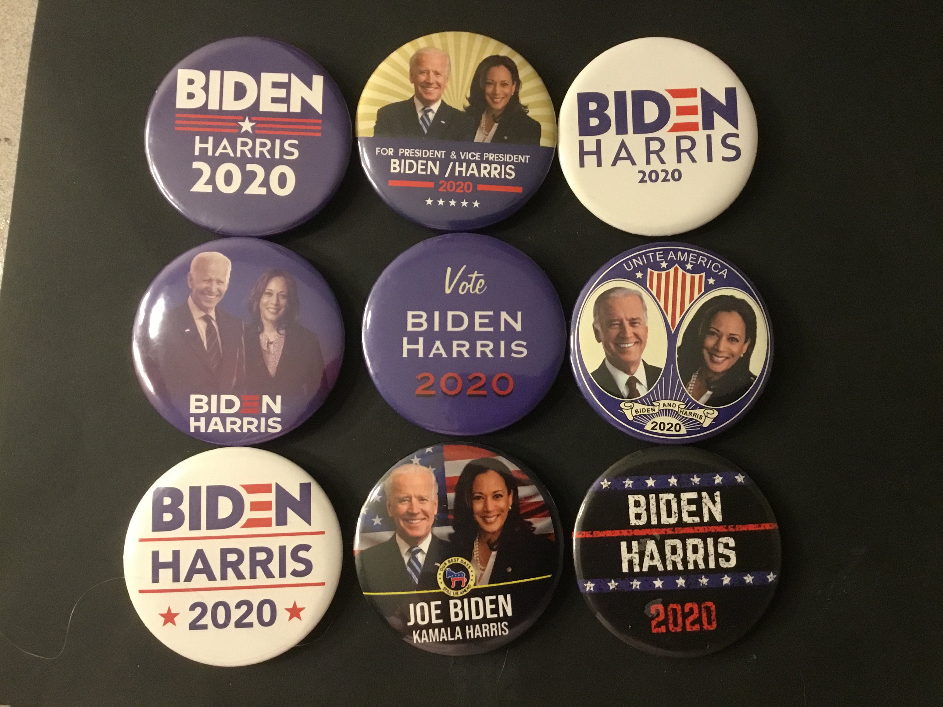 Biden Harris 2020 1.75 magnet with silver ring 