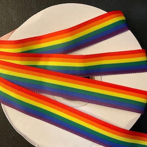 RAINBOW PRIDE 1” grosgrain ribbon! Choose 3/5 yds.,  LGBTQ+, express yourself, perfect for embellishment/decor/hair/gift wrapping projects!