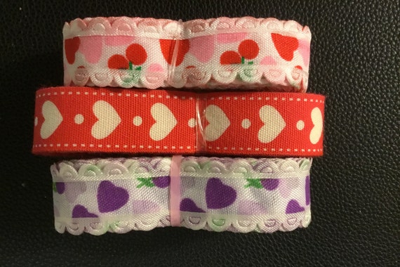 VALENTINE CLOTH RIBBON 5 Yards of 5/8 Hearts Cloth Ribbon, Perfect to Use  on so Many Things & It Makes a Darn Good Gift 