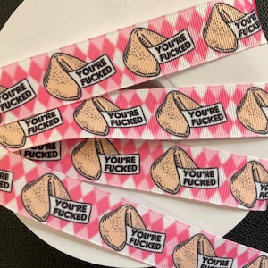 FORTUNE COOKIES!  1” grosgrain ribbon, choose 3/5 yds., perfect for embellishment/hair/dog collars/decor/gifting & all your fave projects!