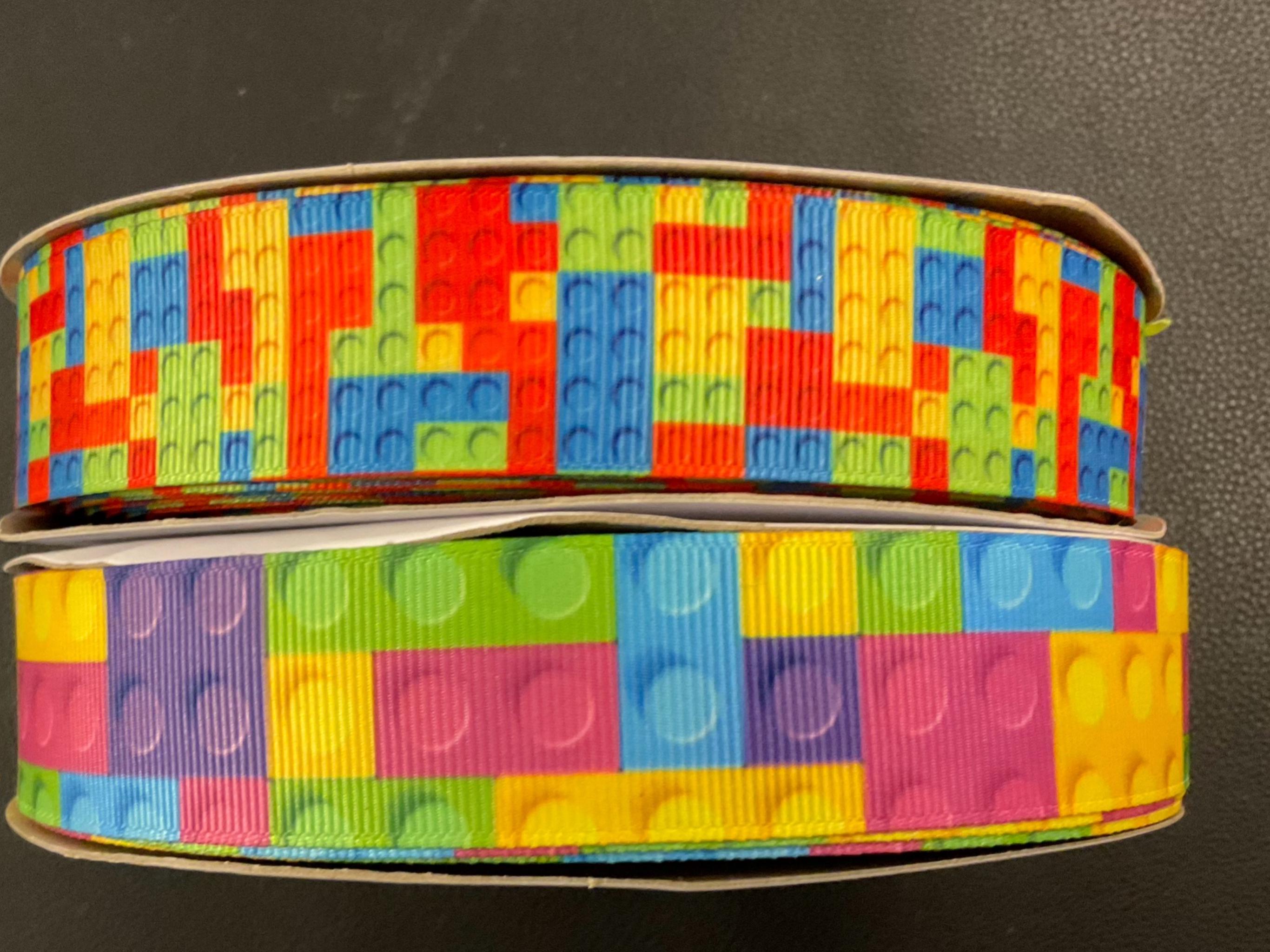 BLOCKHEAD! 1” Toy Blocks’ Grosgrain Ribbon, 2 Color Schemesyds ...