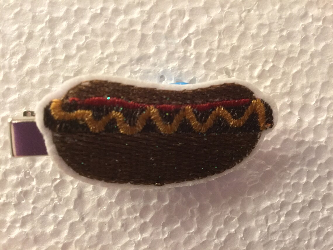 Hot Dog hair barrette hot dog hair clip hot dog embroidered Etsy