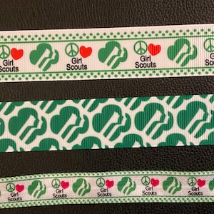 GIRL SCOUTS! 3 styles, 1” grosgrain (#1/#2), 5/8” elastic (#3), choose 3 or 5 yds., perfect for embellishment/bows/piggies/ponies/bracelets!