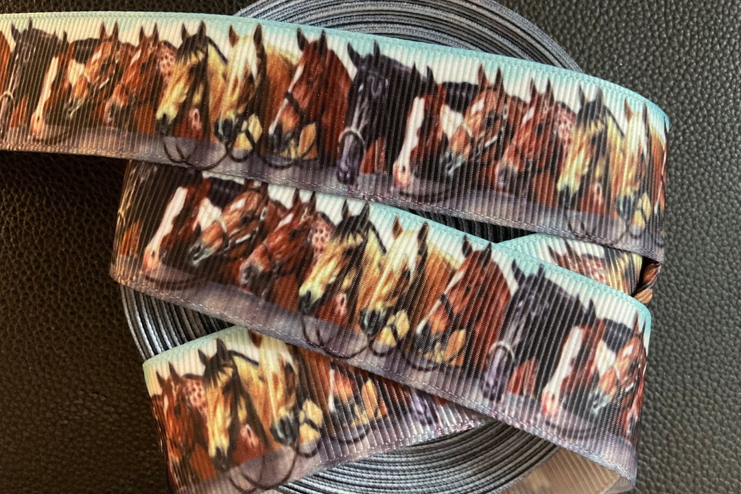 HORSES 1 Grosgrain Ribbon Choose 3 or 5 Yds., a Horseof Course, Perfect