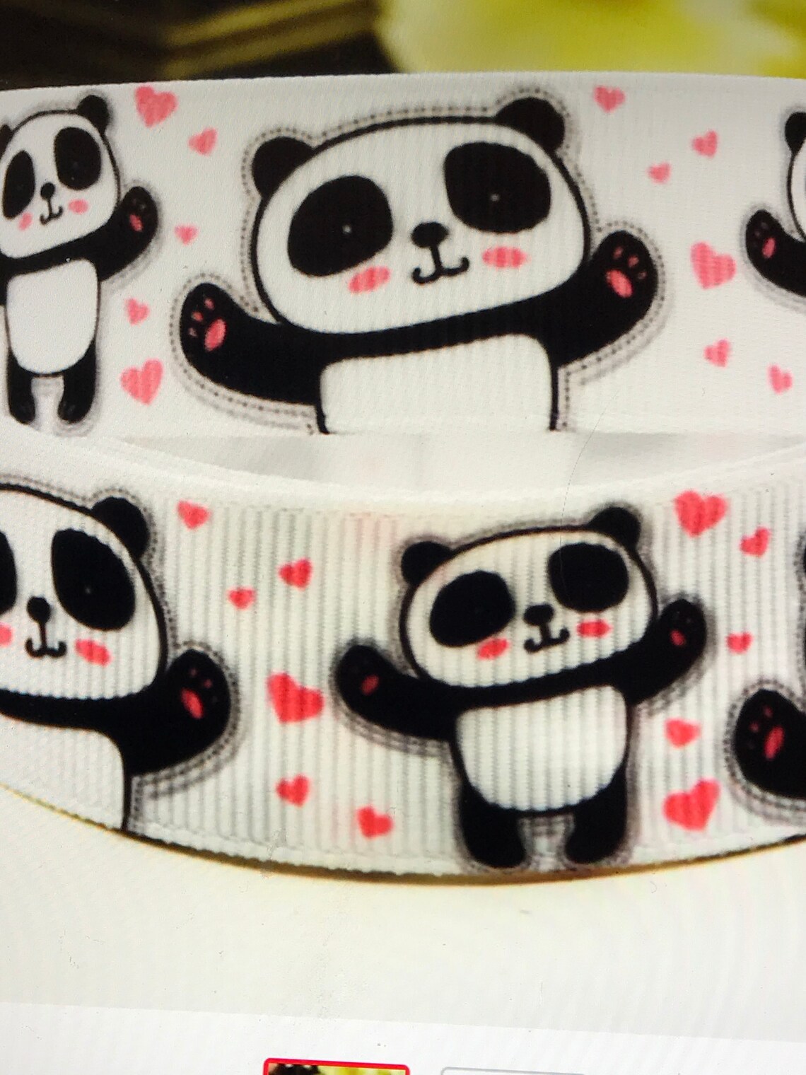 Panda Bear grosgrain ribbon 1 ribbon by the yard Etsy