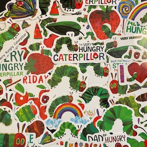 A CATERPILLARS’ set of STICKERS!  50 large stickers, bright colors, variety of styles, perfect for folders, laptops, journals & any project!