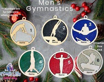 Men's Gymnastics Wooden Ornament, Wood Ornament, Ornament Personalized, Christmas Ornament, Ornament, Sports Team Ornament, Men's Ornament