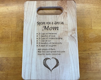 Personalized Mom Cutting Board: Engraved Maple Charcuterie Board