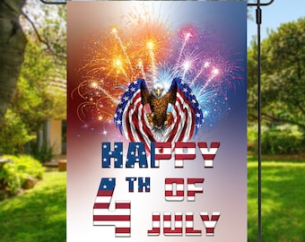 Personalized 4th of July Garden Flag: Patriotic Eagle Welcome Decor
