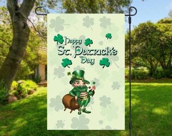St. Patrick's Day Garden Flag: Leprechaun Clover Yard Decor