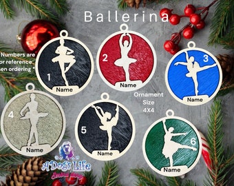 Personalized Ballet Christmas Ornament: Engraved Baltic Birch