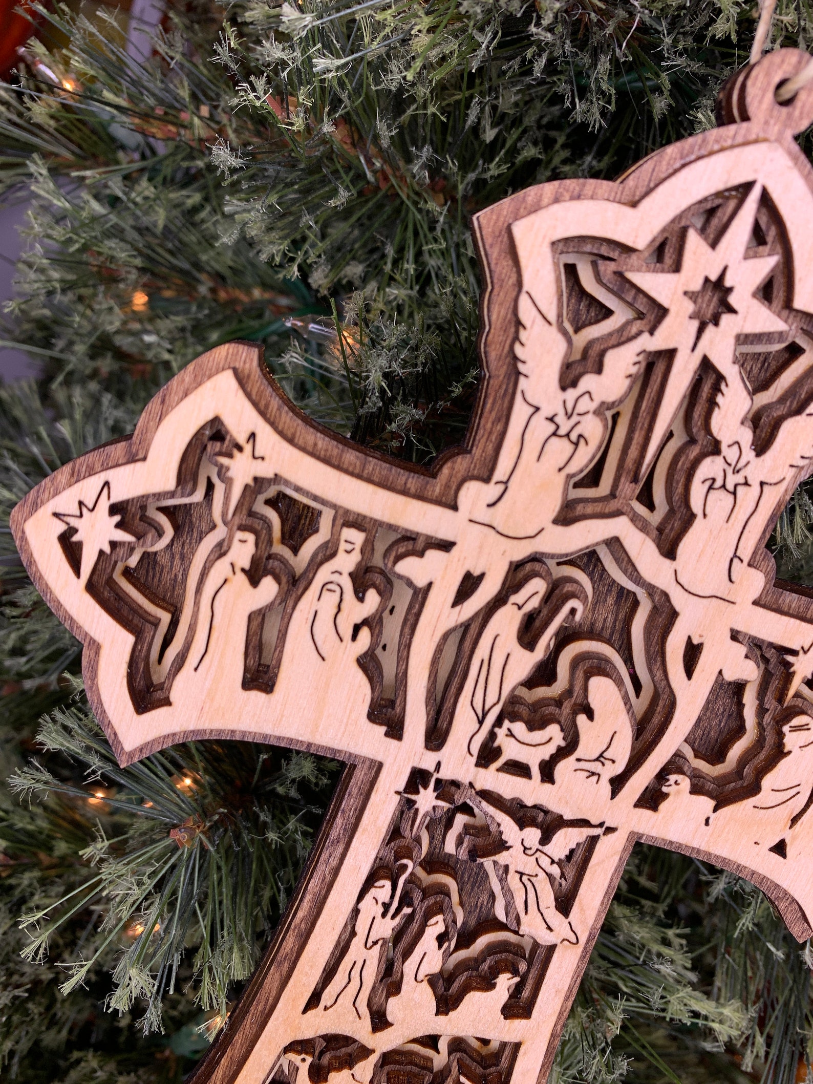 Nativity Scene Wooden Nativity Cross Cross Christmas Tree Etsy