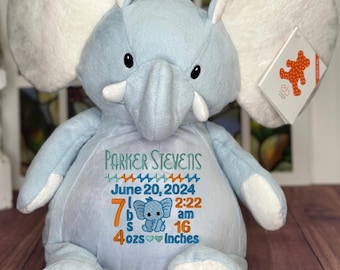 Personalized Stuffed Elephant: Baby's First Christmas Keepsake