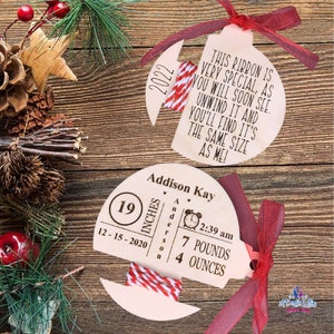 Height Ornament, Engraved Baby’s Height Wooden Ornament, Wood Ornament, 1st First Christmas, Christmas Ornament, Measurement Ornament,