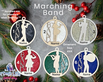 Band Wooden Ornament, Wood Ornament, Sports Ornament Personalized, Christmas Band Ornament, Marching Band Wooded Ornament, Christmas Gift