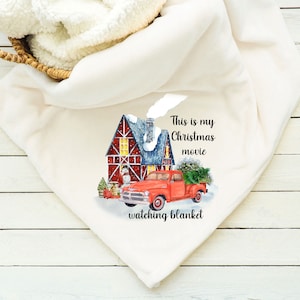 Christmas Movie Watching Blanket, Throw, Watching Movie Blanket, Vintage Truck, Santa,Blanket, Adult watching blanket,Holiday, One of a kind