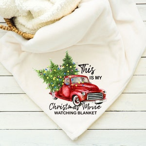 Christmas Movie Watching Blanket, Throw, Watching Movie Blanket, Friends, Red Vintage Truck, Adult watching blanket, Holiday, One of a kind