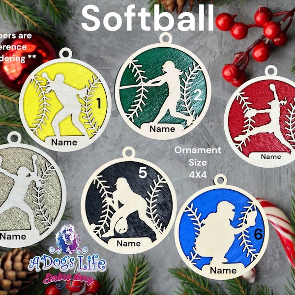 Softball Wooden Ornament, Wood Ornament, Sports Ornament Personalized, Christmas Softball Ornament, Women's Ornament,Ornament,Christmas Gift