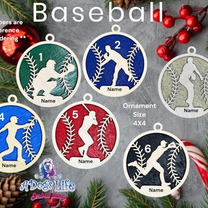 Baseball Wooden Ornament, Wood Ornament, Sports Ornament Personalized, Christmas Baseball Ornament, Men&#39;s Ornament, Ornament, Christmas Gift