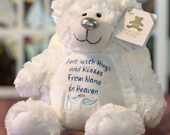 Angel, Bear, Angel Wings, Stuffed Animal, Sympathy Gift, Keepsake, Memory Stuffed Animal, Angel Bear, Engagement, With Voice Recording