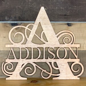 Split Monogram Letter Wood Sign: Personalized Family Name Art
