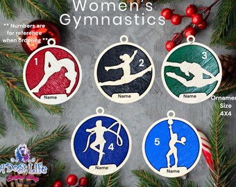 Gymnastics Wooden Ornament, Gymnastics Wooden, Wood Ornament, Sports Ornament Personalized, Sports Team Ornament, Women's Ornament