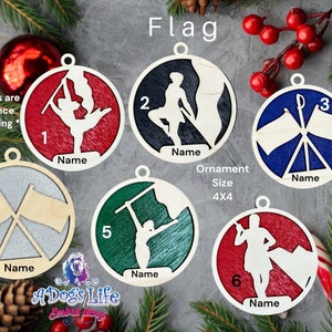 Color Guard Wooden Ornament, Wood Ornament, Sports Ornament Personalized, Christmas Ornament, Color Guard Wooded Ornament, Flag Team