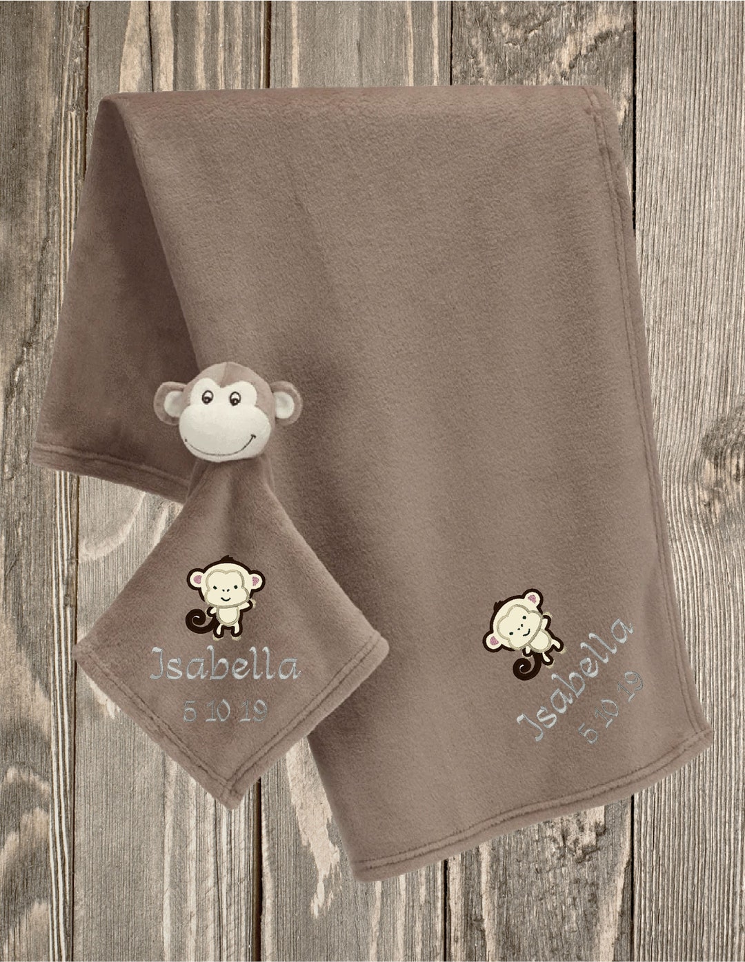 Monkey Baby Blanket Customize Monkey Baby Blanket Monkey Etsy