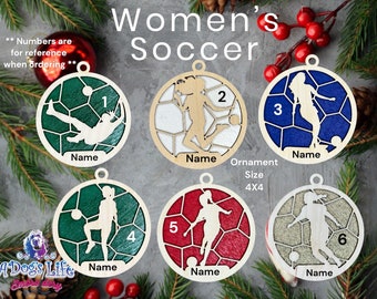 Soccer Wooden Ornament, Wood Ornament, Sports Ornament Personalized, Christmas Ornament,Men's Ornament,Sports Team Ornament,Women's Ornament