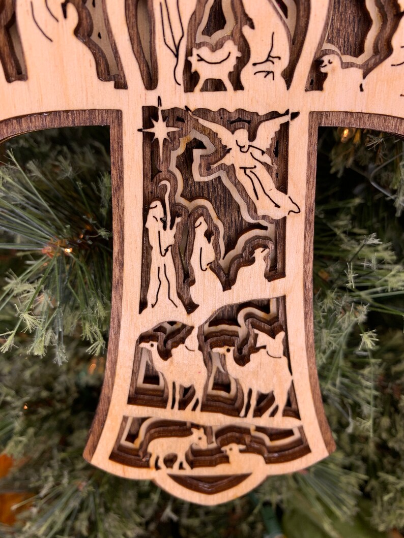 Nativity Scene Wooden Nativity Cross Cross Christmas Tree Etsy