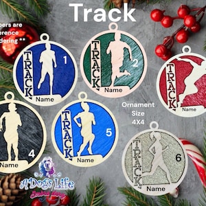 Track Wooden Ornament, Wood Ornament, Sports Ornament Personalized, Christmas Track Ornament,  Wooded Ornament, Christmas Gift