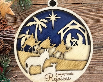 Nativity Wooden Ornament: 4-Layer Christmas Decoration
